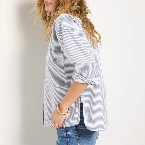 78 & Sunny Button  Down Blue and white striped shirt - Picture 3 of 6